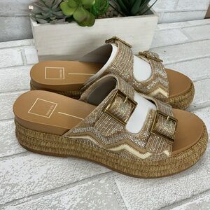 Dolce Vita Tan and Gold Buckle Sandals